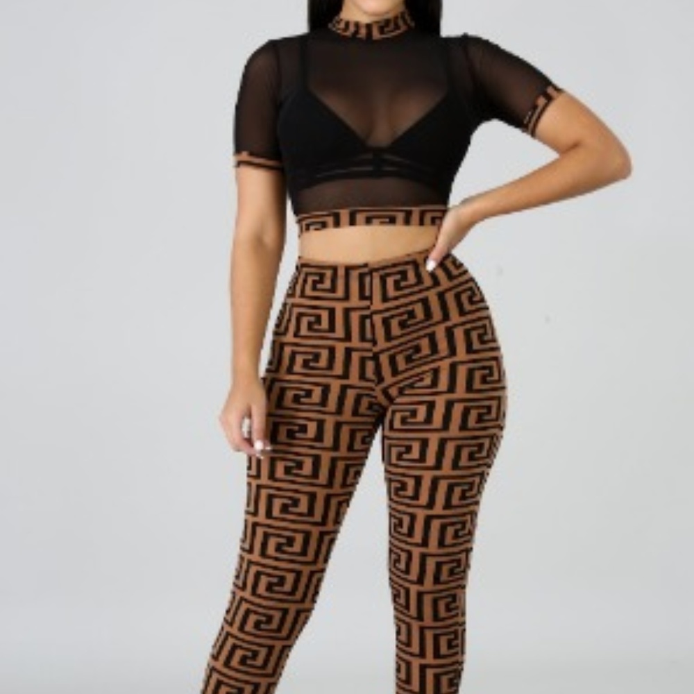 Sheer crop top and maze leggings